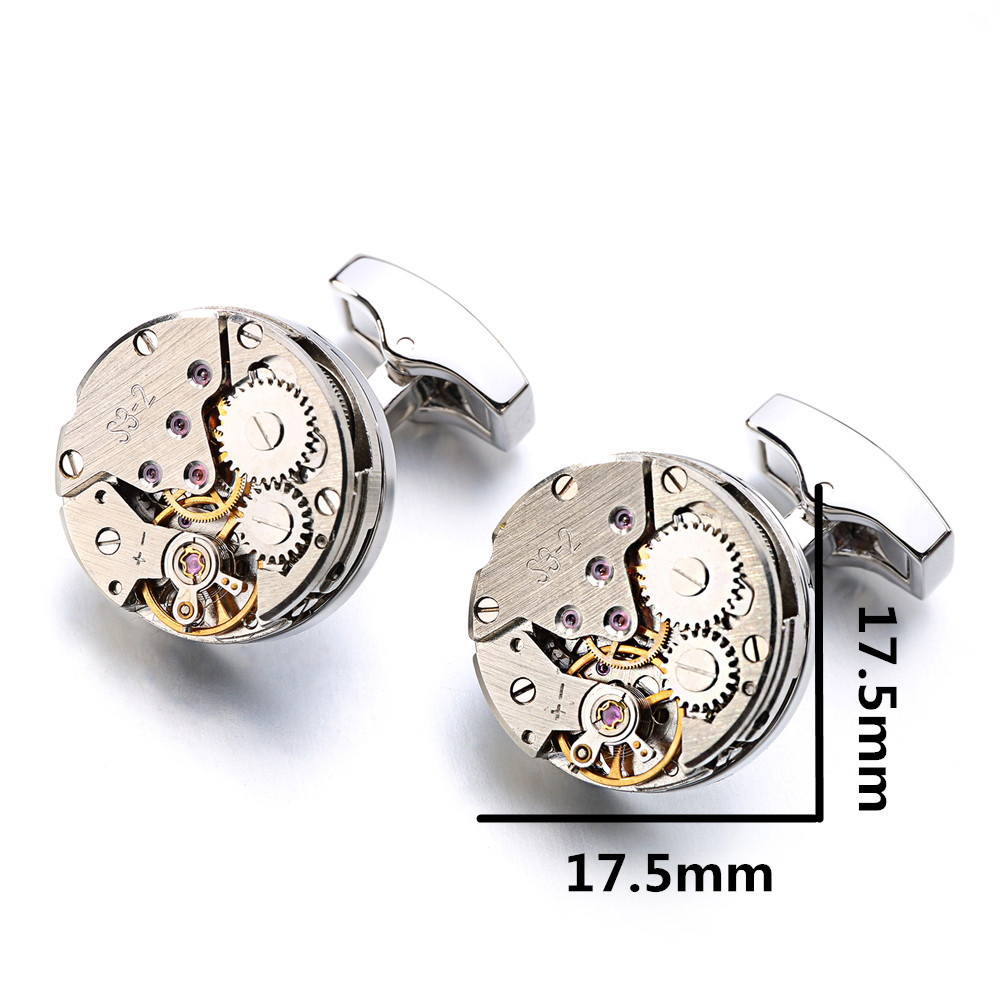 Mens Round Metal Cufflinks French Business Suit Mens Metal Gear Cufflinks High Quality Movement Cufflinks Clothing Accessories