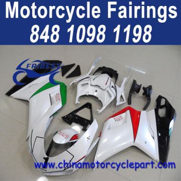 2007-2012 For DUCATI 848 1098 1198 Hot Sale Motorcycle Fairings Peral White With Italy Flag FFKDU004