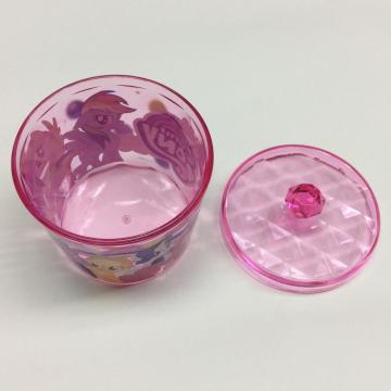 Plastic round storage box with diamond pattern