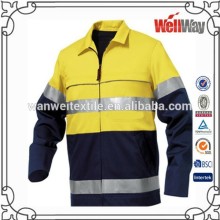 yellow color work wear jacket for worker safety with 3M tape