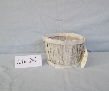 Wash White Wood Bark Flower Pot