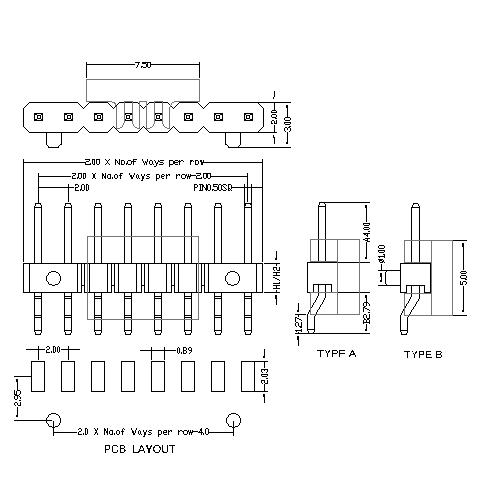 2.0 mm Pin Header Single Row Angle SMT Type