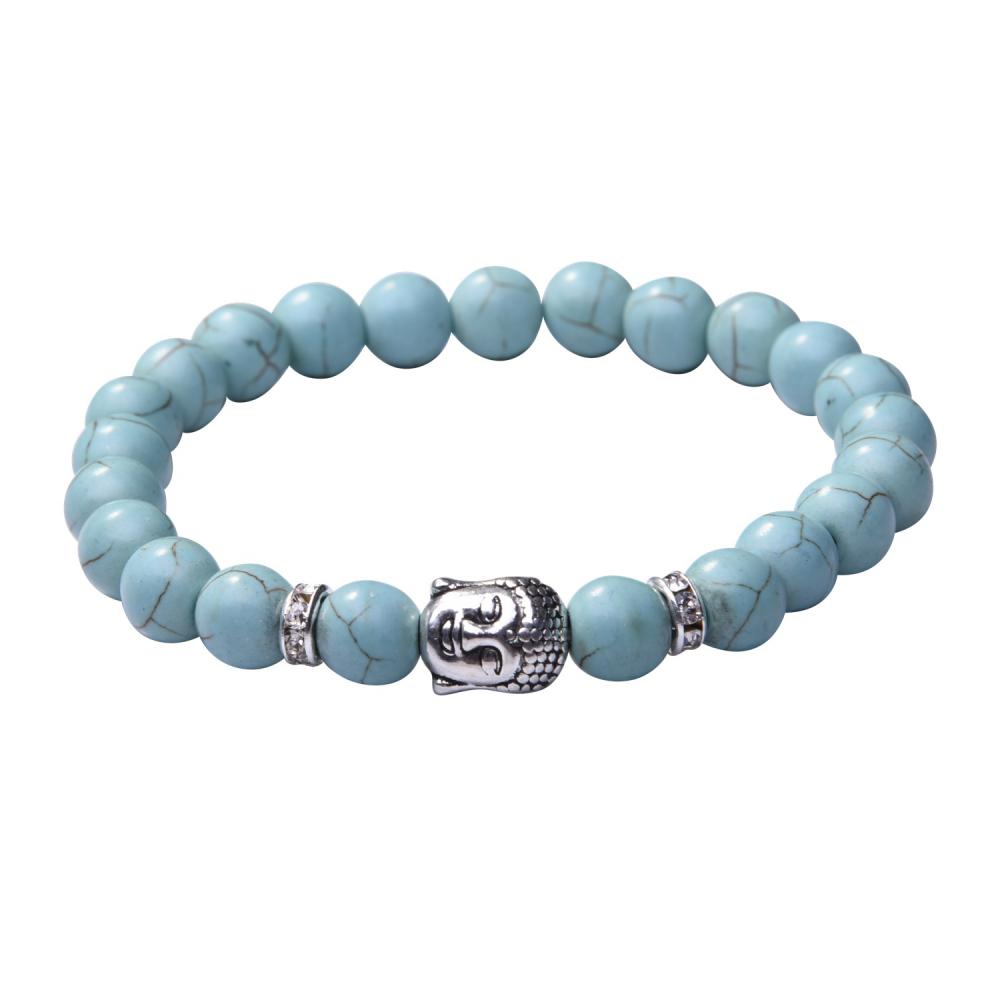 Turquoise 8MM pierres précieuses bouddhisme perles de prière Bracelet Bouddha Bijoux