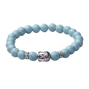 Turquoise 8MM Gemstone Buddhism Prayer Beads Bracelet Buddha Jewelry