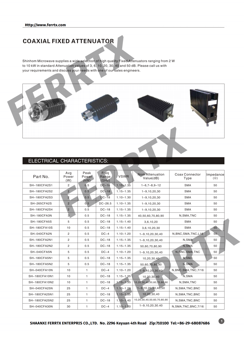 Atenuador fijo coaxial Coaxial Fixed Attenuator