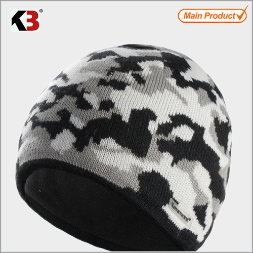 knitted beanie cap camo oversize plain acrylic knit ski beanie