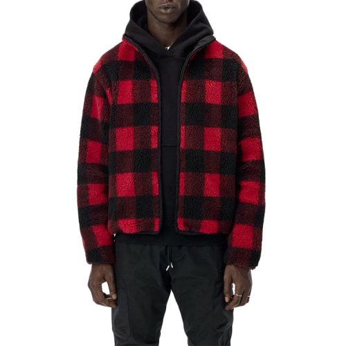 Factory Wholesale Custom Plaid Sherpa Zip up Jacket