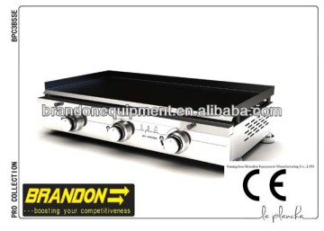 three burner CE aproved gas Griddle with trolley enameled steel cooking plate