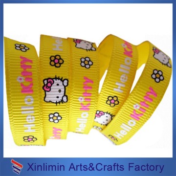 2016 hot sale lovely printed hello kitty grosgrain fabric ribbon