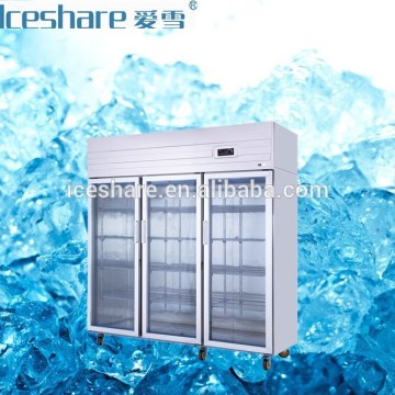 Three glass door upright refrigerator/upright showcase