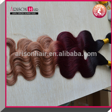 New brazilian hair bundles two tone ombre colored hair weave bundles purple ombre weave