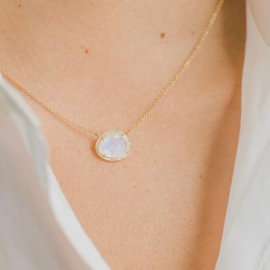 925 Sterling Silver Natural Moonstone Necklace