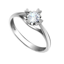 Sparkling diamond jewelry ring with white silver plated