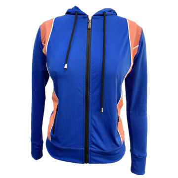 Ladies knit hoodie with blocked activewear jacket