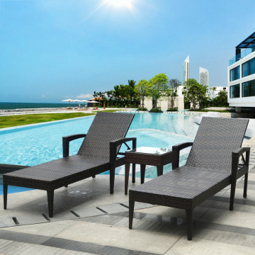 Luxury Sun Bed Outdoor Rattan Lounge Chair with Cushion