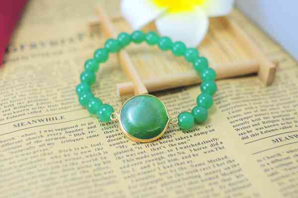 Pulsera de aventurina verde con joyas de piedras preciosas de pieza de colgante de ágata