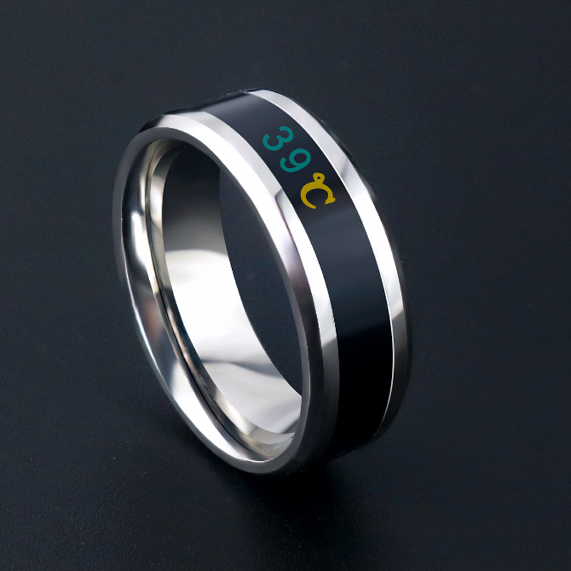 Custom ring fashion smart body temperature measurement ring situation temperature couple titanium steel ring