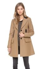 Vince Beige Wool Blend Winter Outerwear Ct001 With Hight Grade Leather , 40% Polyester For Woman