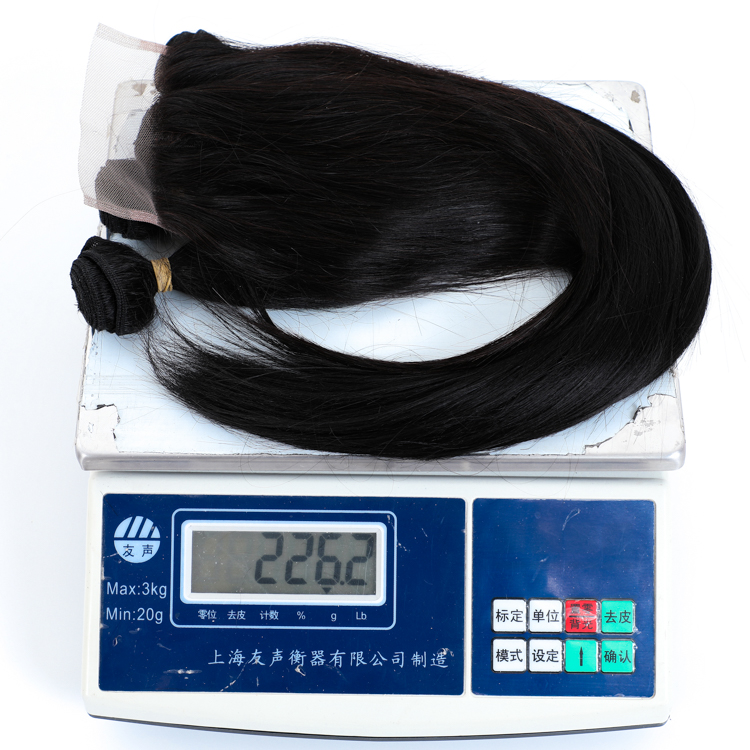 Natural Human Hair Quality Straight 4X4 Lace Closure Synthetic Mixed Yaki Weave