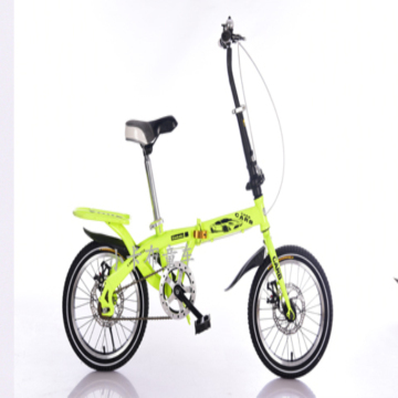 green folding bike of children to exercise