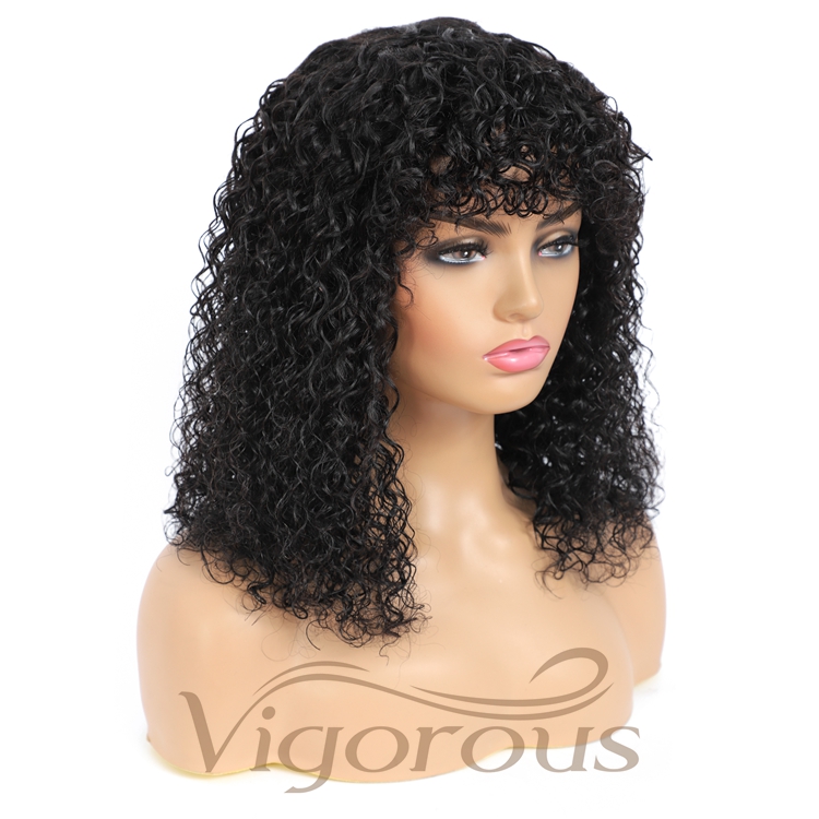 High Quality Wholesale With Fringe 100% Human Hair Cheapest Bob Curly Wave For Black Women Real Human Hair Wigs