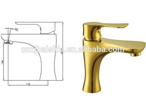 2016 For five star hotel Luxury Bathroom Modern style Single Hole Single Lever Waterfall golden Basin faucet