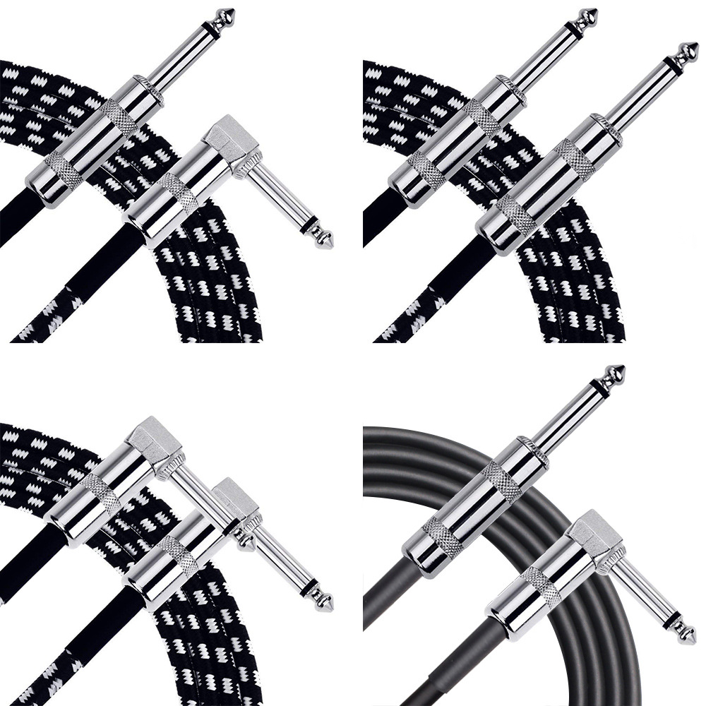 High Quality Braided 1m 2m 3m 5m 6.35mm 1/4 TRS Audio Jack Music Instrument Guitar Bass Accessory Cable