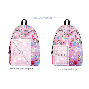 Mochila unicórnio para meninas da escola primária e secundária 2019