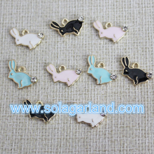 European Style Lovely Color Oil Drip Rabbit Beads Pendants Charms