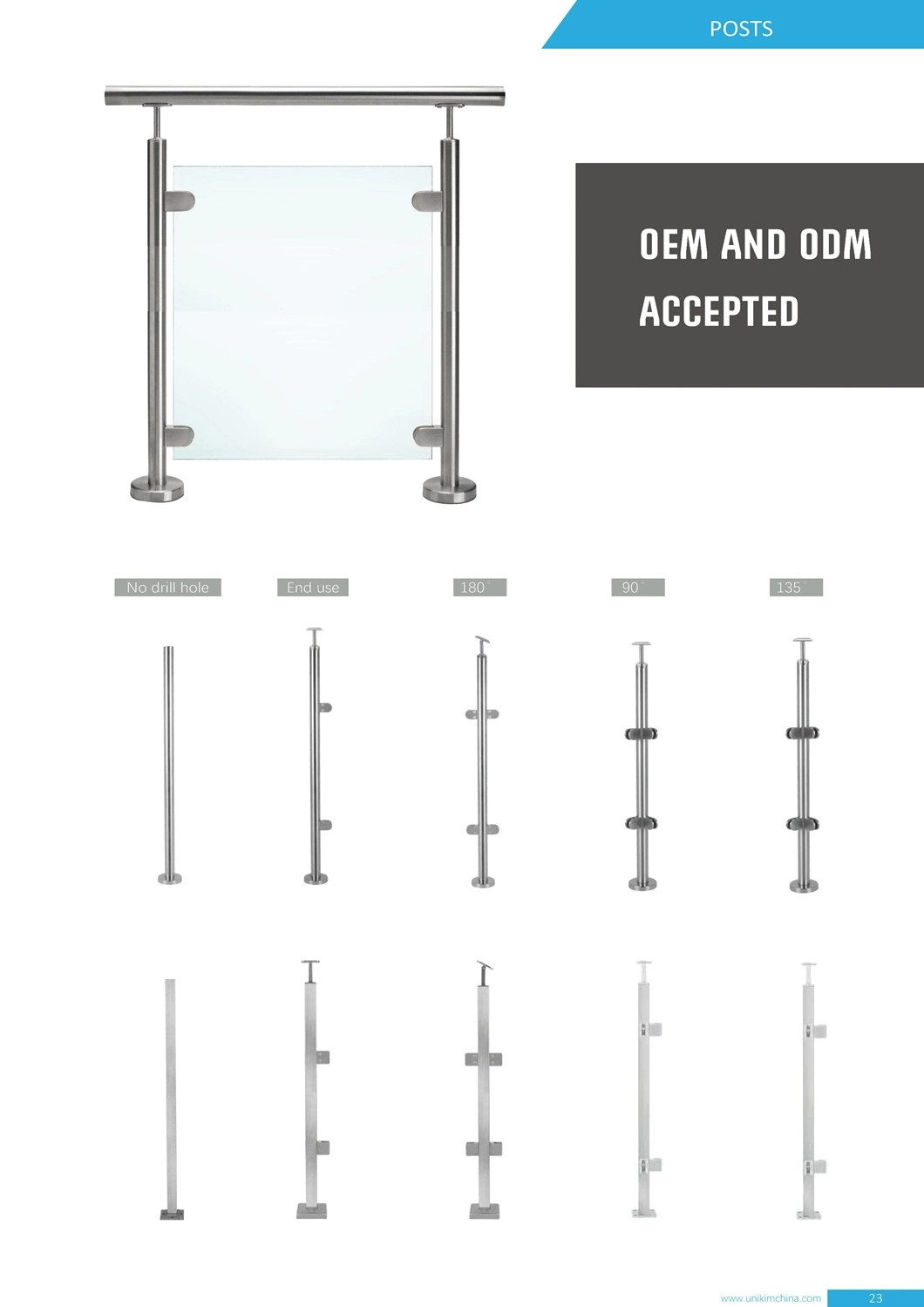 Adaptador de vidrio para pasamanos de acero inoxidable para exteriores para barandillas de balcón
