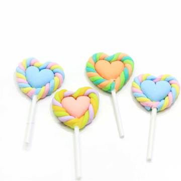 Simulation Colorful Heart Shape Polymer Clay Lollipop Diy Clay Materials For Phone Shell Accessories Diy Clay Decoration