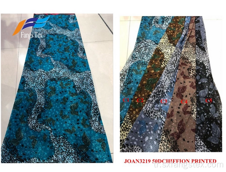 Polyester 50D Arap Şifon Baskılı Abaya Elbise Kumaşı