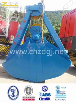 Four or two rope mechanical clamshell grab for bulk materials