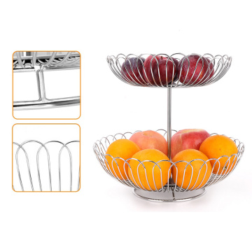 2-tier stainless steel metal wire fruit vegetable basket