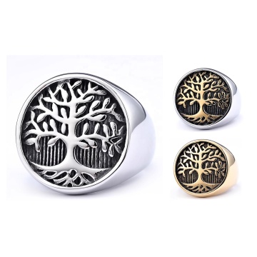 Vintage Personality Tree of Life Stainless Steel Rings for Men