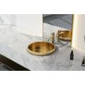 Round Stainless Steel Gold Above Counter Bathroom Sink