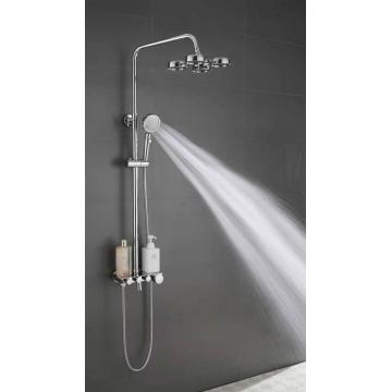 New style Complete set abs chromed finish ceiling & shower head rainfall bathroom handheld with stop button