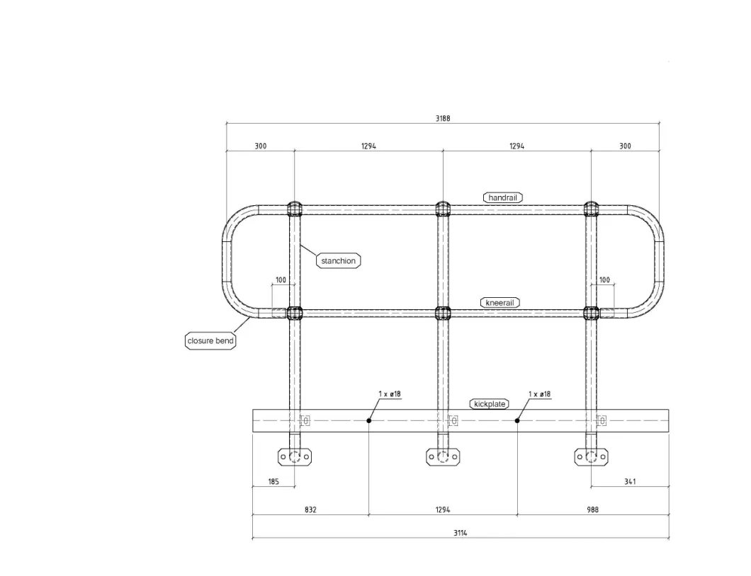 Jimu Hot DIP Galvanized Steel Grating Walkway with Painted/Galvanized Ball Joint Handrails