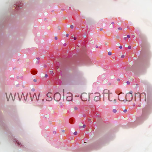 Accessori per gioielli fai da te perline allentate con strass in resina solida rosa AB 20 * 22MM