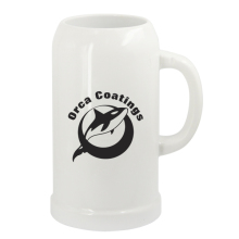 Personalized Ceramic White Beer Mug with Orca Coatings