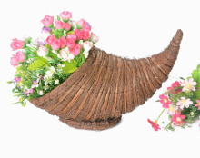 awn and broom leaf weaving cornucopia flower basket