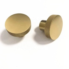 Brass Gold Knurled Cabinet Drawer Round Knobs D1370