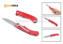 Bright red color aluminum handle folding type pocket utility knife