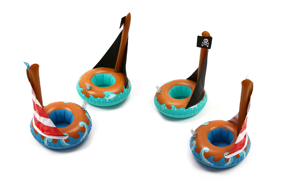 Forma de velero de flotador de bebida inflable de verano