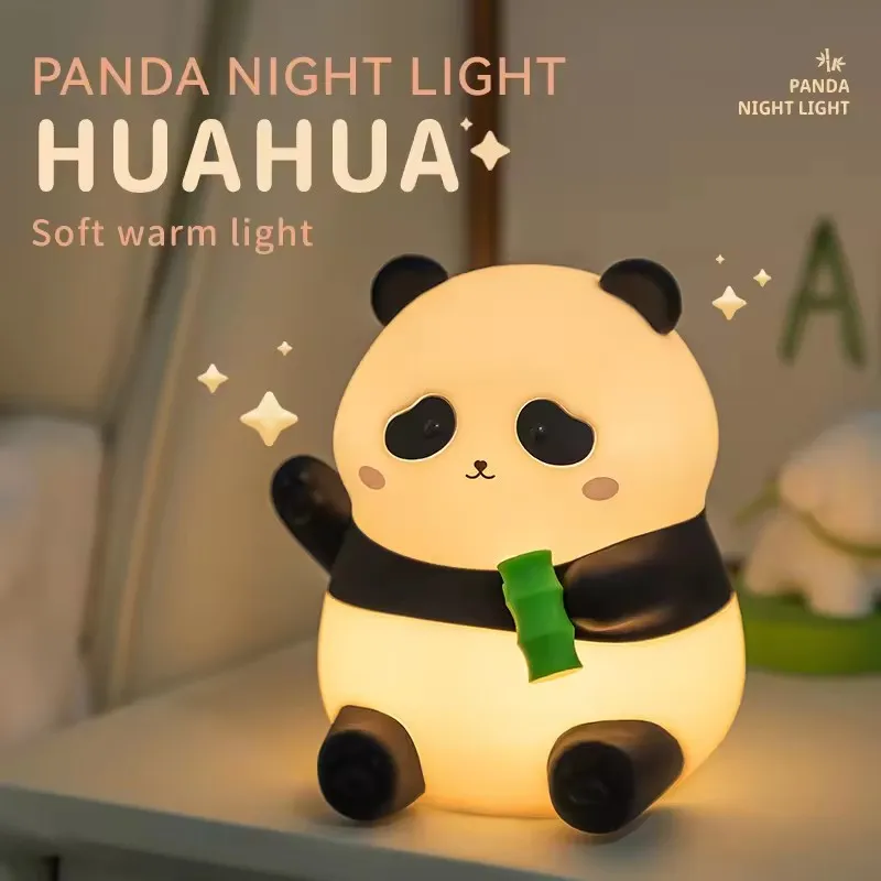 Panda Night Light, Silicone Light for Sleeping, Timed Tapping Light