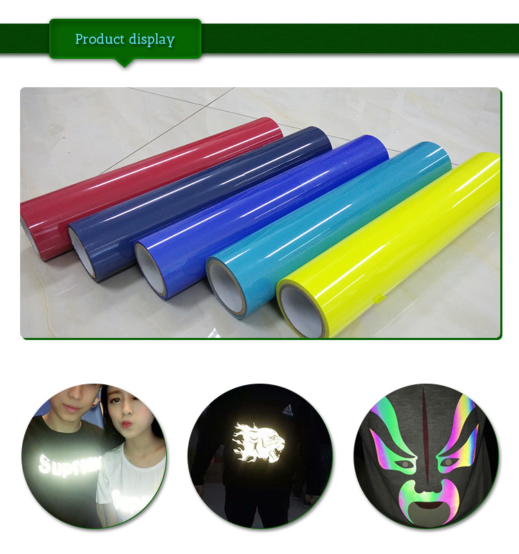 wholesale color patterned Rainbow reflective heat transfer vinyl roll for textile clothing