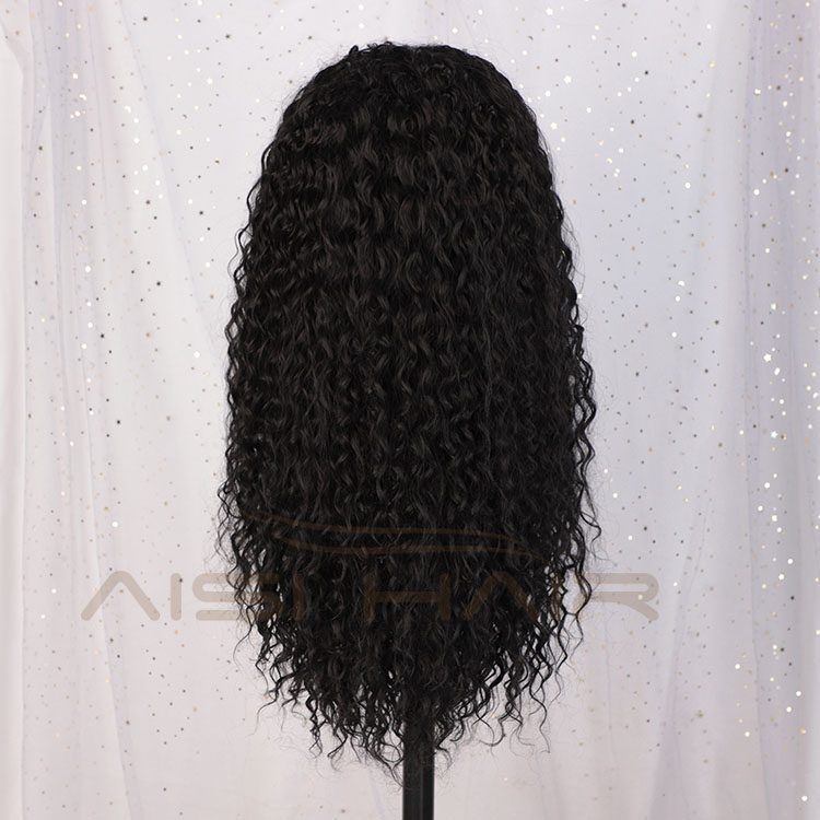 Aisi Hair Afro Curly Long Wavy Natural Black Swiss Lace Wig Afro Kinky Style Synthetic Lace Frontal Hair Wigs For Black Women