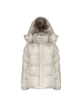 Beige striped down jacket