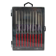 XUNDA 10pc Electroplated Diamond Needle File Set with Plastic Box
