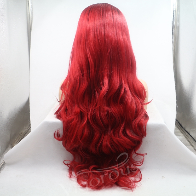 Vigorous bug ombre long straight premium high quality wholesale black women synthetic hair wigs with lace front